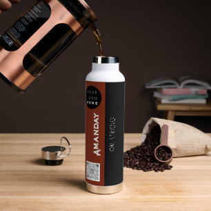  Custom Logo Qr  Code Name Brown Black  Water Bottle