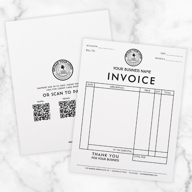 Custom Logo QR Code Payment Invoice  Letterhead (Creator Uploaded)