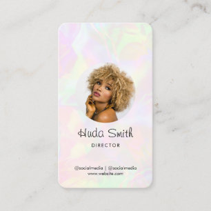 Custom Logo QR Code & Photo Iridescent Holographic Business Card