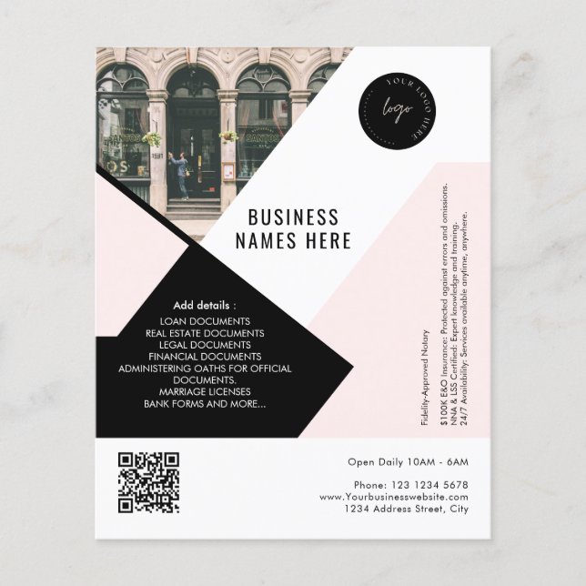 Custom Logo QR Code Photo Pink Simple Professional Flyer (Front)