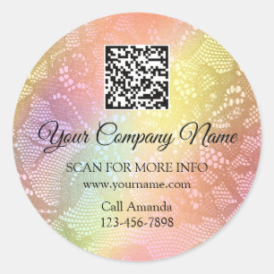 Custom Logo QR Code Promotional Shop Lace Holograp Classic Round Sticker