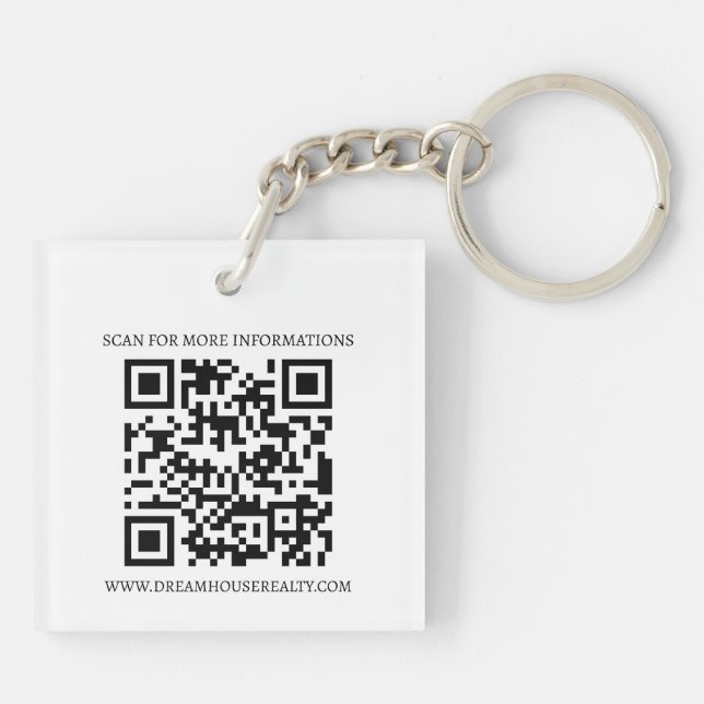 Custom Logo & QR Code Real Estate  Key Ring (Back)