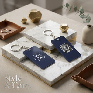 Custom Logo & QR Code Rectangle Keychain (2-Sided)