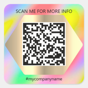 Custom Logo QR Code Scan Me Name Holograph Square Sticker