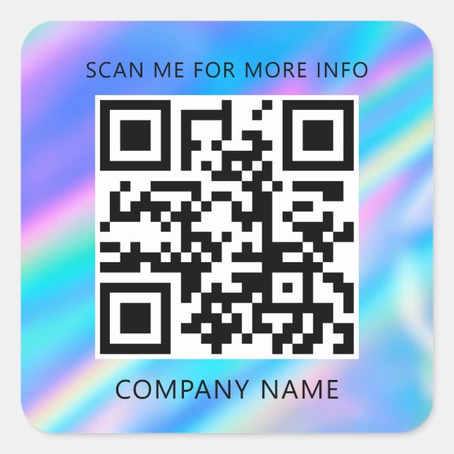 Custom Logo QR Code Scan Me Name Holographic Squar Square Sticker (Front)