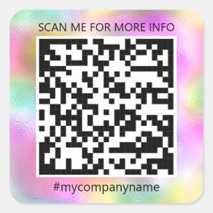 Custom Logo QR Code Scan Me Name Pink Square Sticker