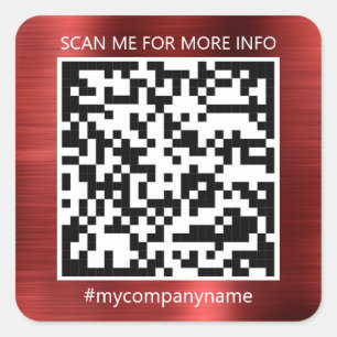 Custom Logo QR Code Scan Me Online Shop Red Square Sticker