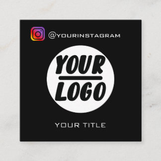 Custom logo | QR code | social media icons Elegant Square Business Card