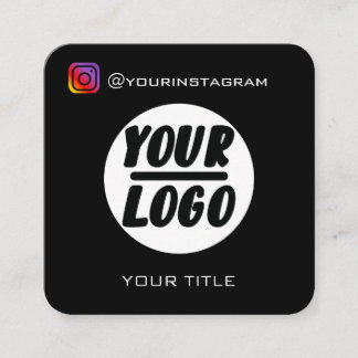 Custom logo | QR code | social media icons Elegant Square Business Card