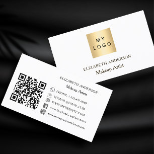 Custom logo Qr code social media white black Business Card