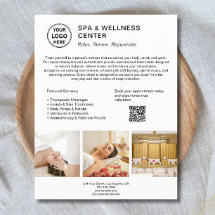 Custom Logo QR Code Spa Wellness Center Business Flyer