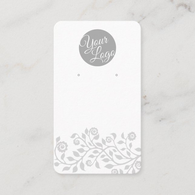 Custom Logo & QR Code White Earrings Display Cards (Front)