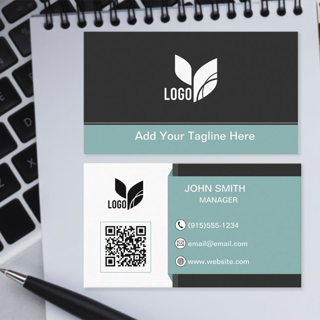 Custom Logo QR Modern Business Card (Modern QR Code Business Card)