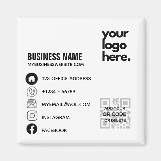 Custom LOGO QR Scanning Code Social Media Icons Magnet (Front)