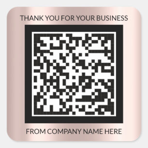 Custom Logo QRCode Name Thank You Rose Frame Square Sticker