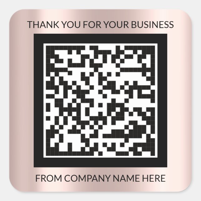 Custom Logo  QRCode Name Thank You Rose Frame Square Sticker (Front)