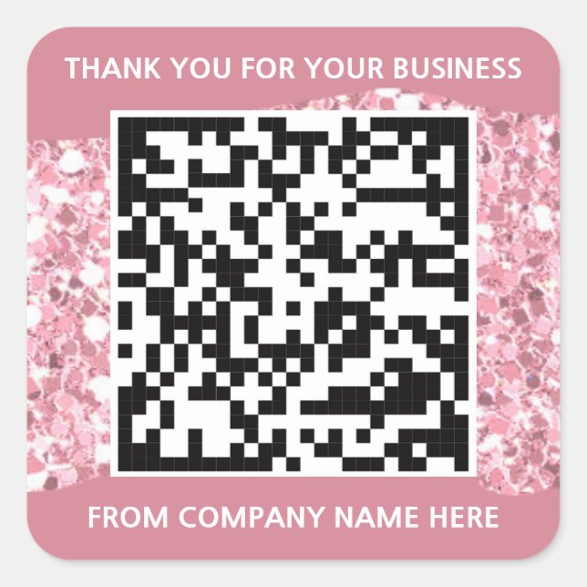 Custom Logo QRCode Name Thank You Rose Square Sticker (Front)