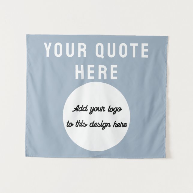 Custom Logo & Quote Banner Personalised Dusty Blue Tapestry (Front (Horizontal))