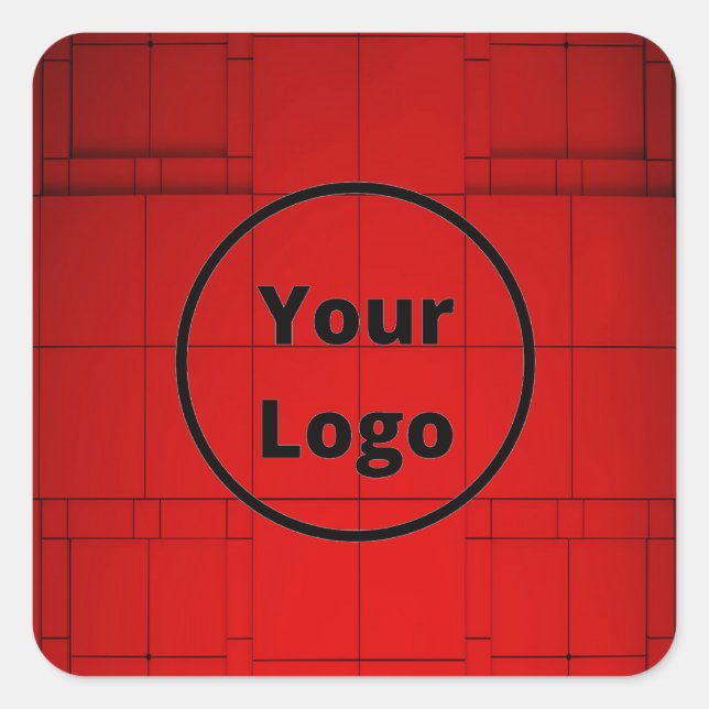 Custom logo red abstract architecture steps square sticker (Front)