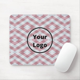 Custom logo red and grey geometric print mouse pad