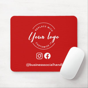 Custom Logo Red Business Branding social handle Mouse Pad