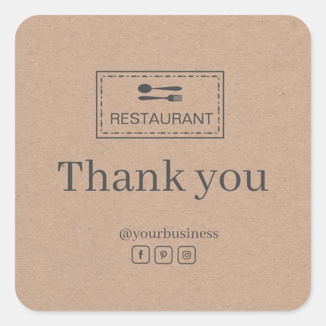 Custom logo restaurant  | Thank you sticker (Front)