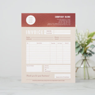 Custom Logo Rose Gold Foil Invoice Form Letterhead