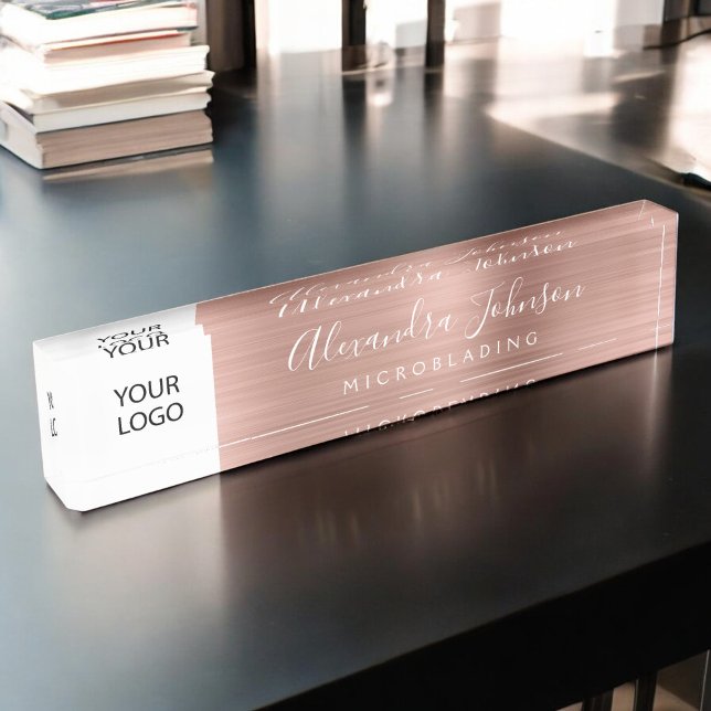Custom Logo Rose Gold Pink Microblading Nameplate (Creator Uploaded)