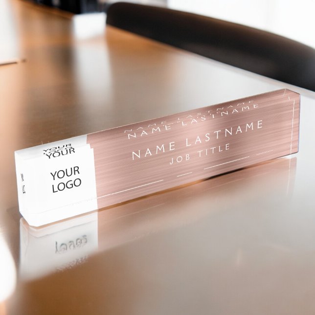 Custom Logo Rose Gold Pink Professional Nameplate (Creator Uploaded)
