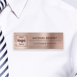 Custom Logo Rose Gold Professional Business Name Tag