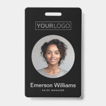 Custom logo round photo black employee name id