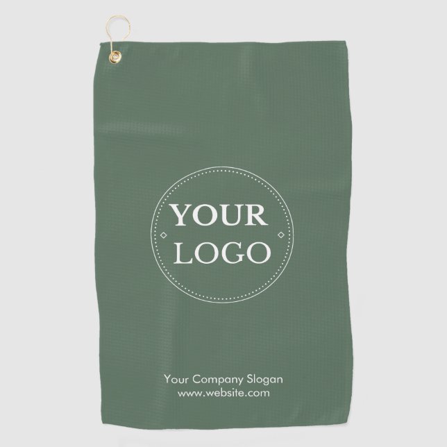 Custom Logo Sage Green Business Branded Golf Towel (Front)