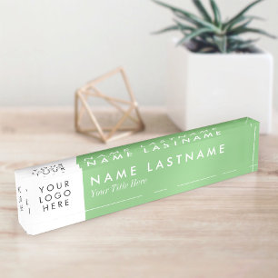 Custom Logo Sage Green Pastel Modern Nameplate