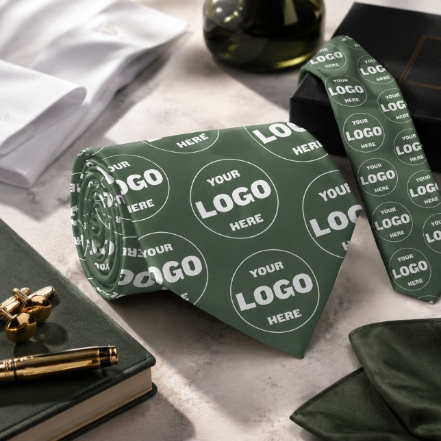 Custom Logo Sage Green Tie - Professional Branded  (Custom Logo Sage Green Tie - Professional Branded)