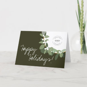 Custom Logo Sage Green Wreath Creative Company Holiday Card