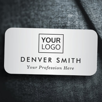 Custom logo satin grey gradient name and title tag
