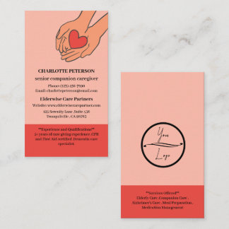 Custom Logo Senior Companion or Elderly Caregiver Business Card
