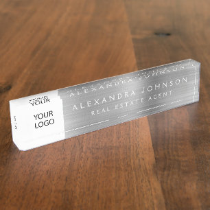Custom Logo Silver Elegant Professional Nameplate