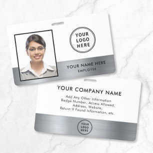 Custom Logo Silver Employee Photo ID Badge