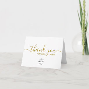 Custom logo Simple Elegant Gold Business order Thank You Card