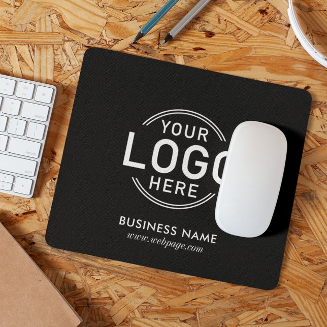 Custom Logo Simple Minimalist Black Name Website Mouse Pad (Creator Uploaded)