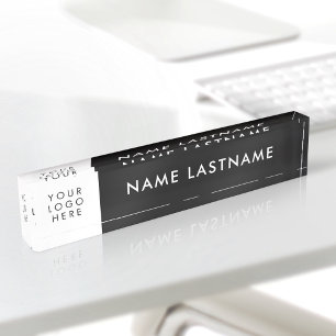 Custom Logo Simple Minimalist Black White Acrylic Nameplate
