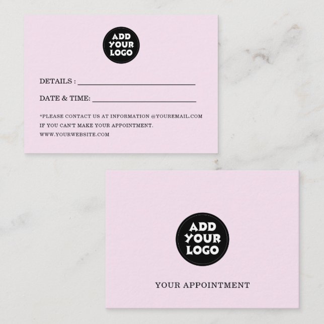 Custom logo Simple Modern Business Appointment Card (Front/Back)