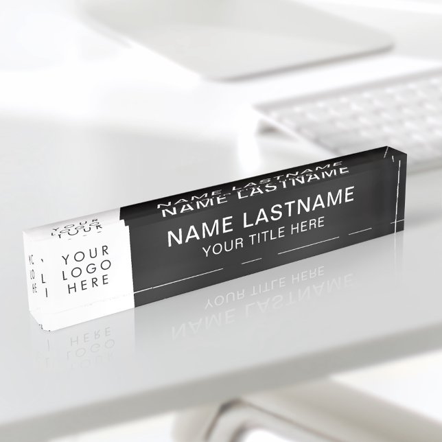 Custom Logo Simple Modern Centred Black White Nameplate (Creator Uploaded)