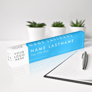 Custom Logo Sky Blue Bright Modern Nameplate