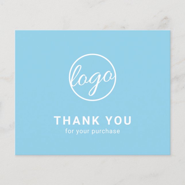 Custom Logo Sky Blue Budget Thank You Card (Front)