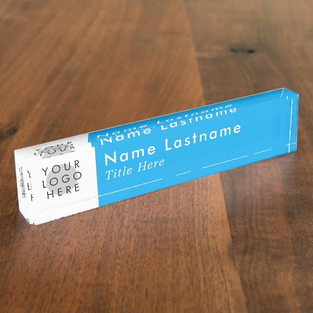 Custom Logo Sky Blue Modern Simple Minimalist Nameplate (Side)