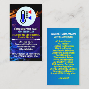 Custom Logo & Slogan Heating and Cooling HVAC Business Card