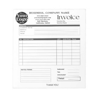 Custom Logo Small Business Invoice Sales Receipt N Notepad