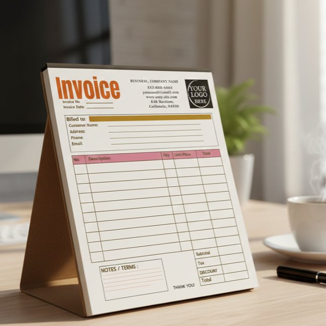 Custom Logo Small Business Invoice Sales Receipt O Notepad (Creator Uploaded)